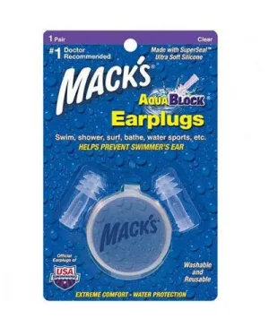 Macks AquaBlock Ear Plugs (1 pair) - Clear