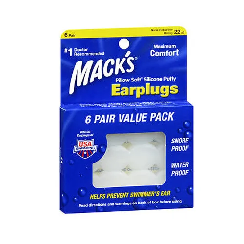 Mack's Pillow Soft Silicone Putty Earplugs 6 Pair By Mack's