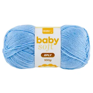 Makr Baby Soft Crochet & Knitting Yarn 8ply, 100g Acrylic Nylon Yarn