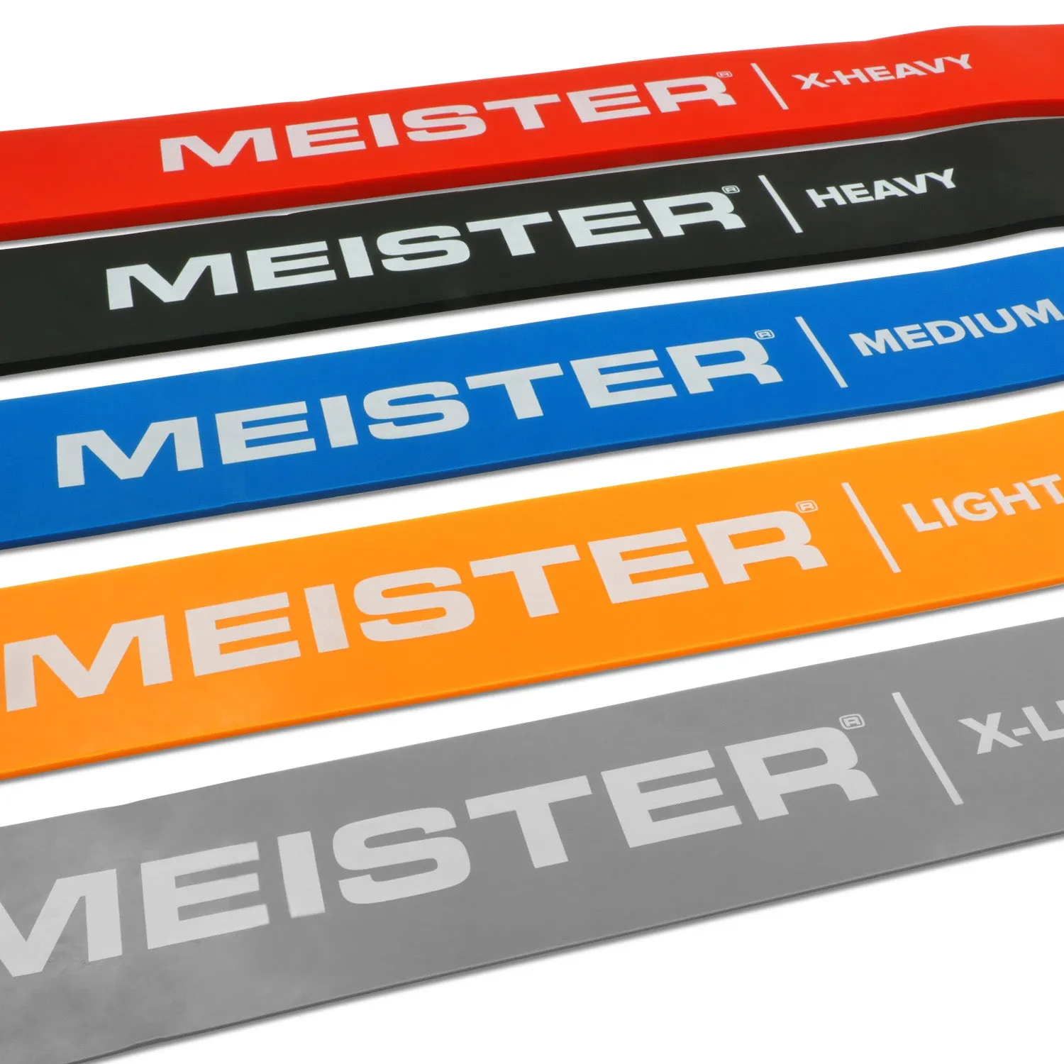 Meister X Band Comfort-Width 41" x 2" Resistance Bands - Complete 5 Band Set