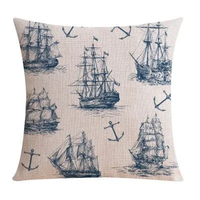 Nordic Style Mediterranean Sea Anchor Pillow Cover