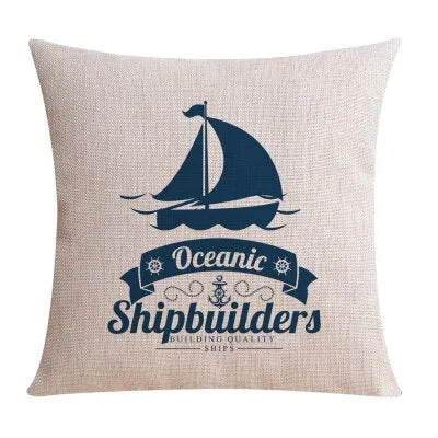 Nordic Style Mediterranean Sea Anchor Pillow Cover