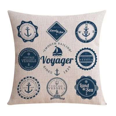 Nordic Style Mediterranean Sea Anchor Pillow Cover