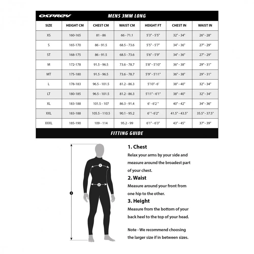 Osprey Zero 3mm Mens Full Length Wetsuit