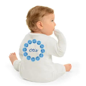 Personalized Onesie- Blue Wreath