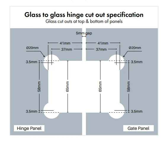 Polaris 125 Soft Close Hinge - 1 Pair, Self Closing Pool Fence Glass Gate