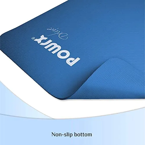 Powrx Non Slip Tpe Yoga Mat With Bag 68x24 Blue 0.2 Thick Ideal for Workouts