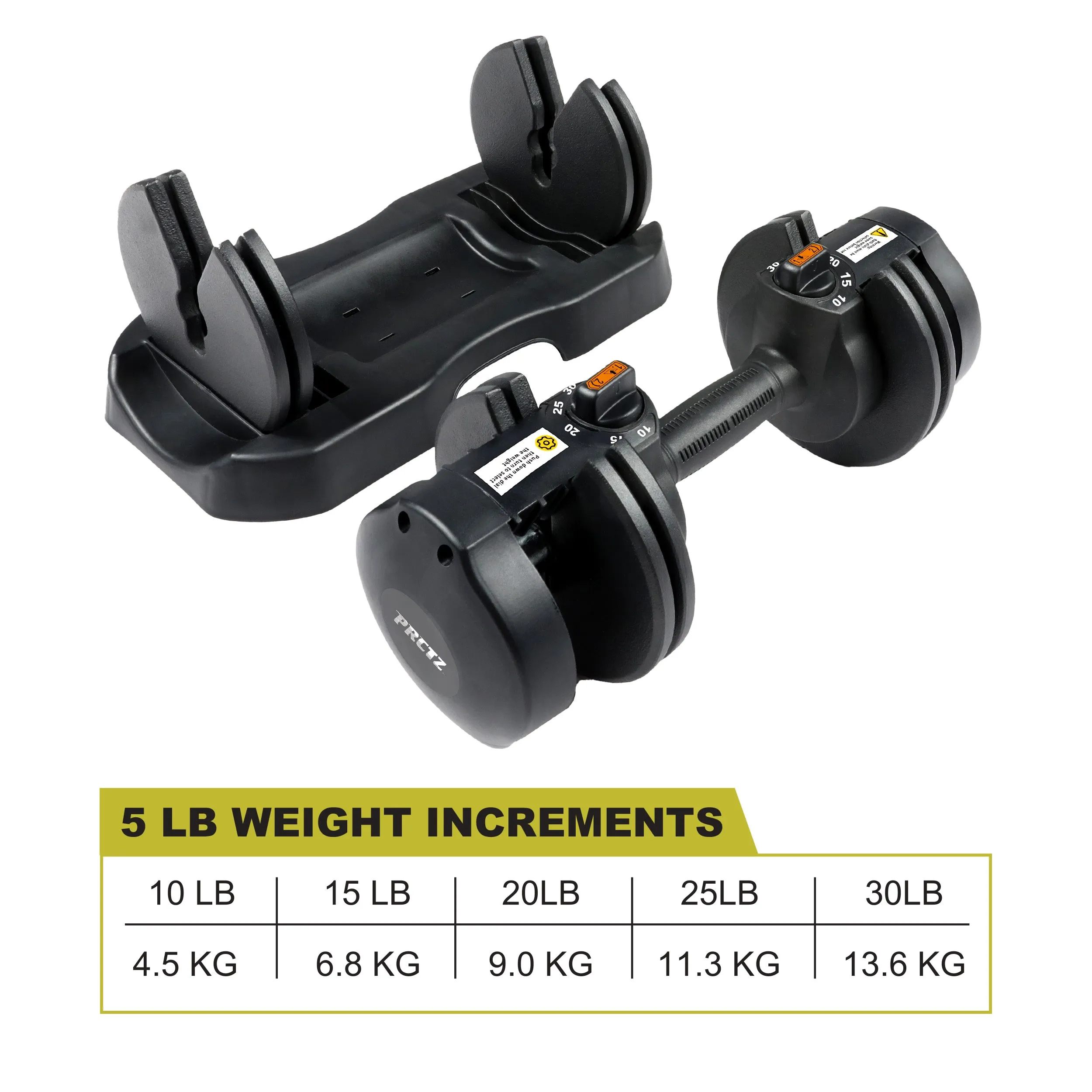 PRCTZ, 10-30lb Quick Select Adjustable Dumbbell Pair with Dumbbell Stand Combo