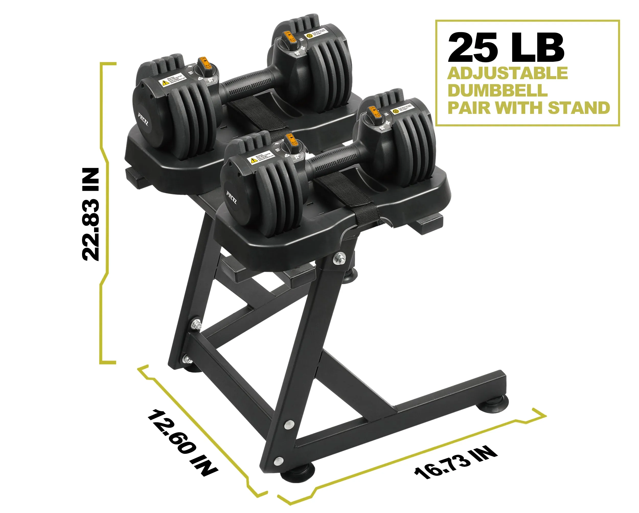 PRCTZ, 5-25lb Quick Select Adjustable Dumbbell Set with Stand