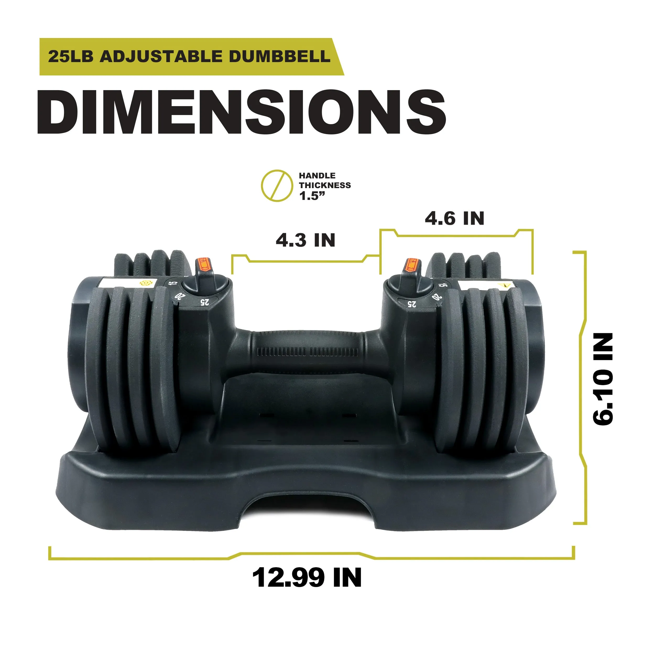 PRCTZ, 5-25lb Quick Select Adjustable Dumbbell Set with Stand