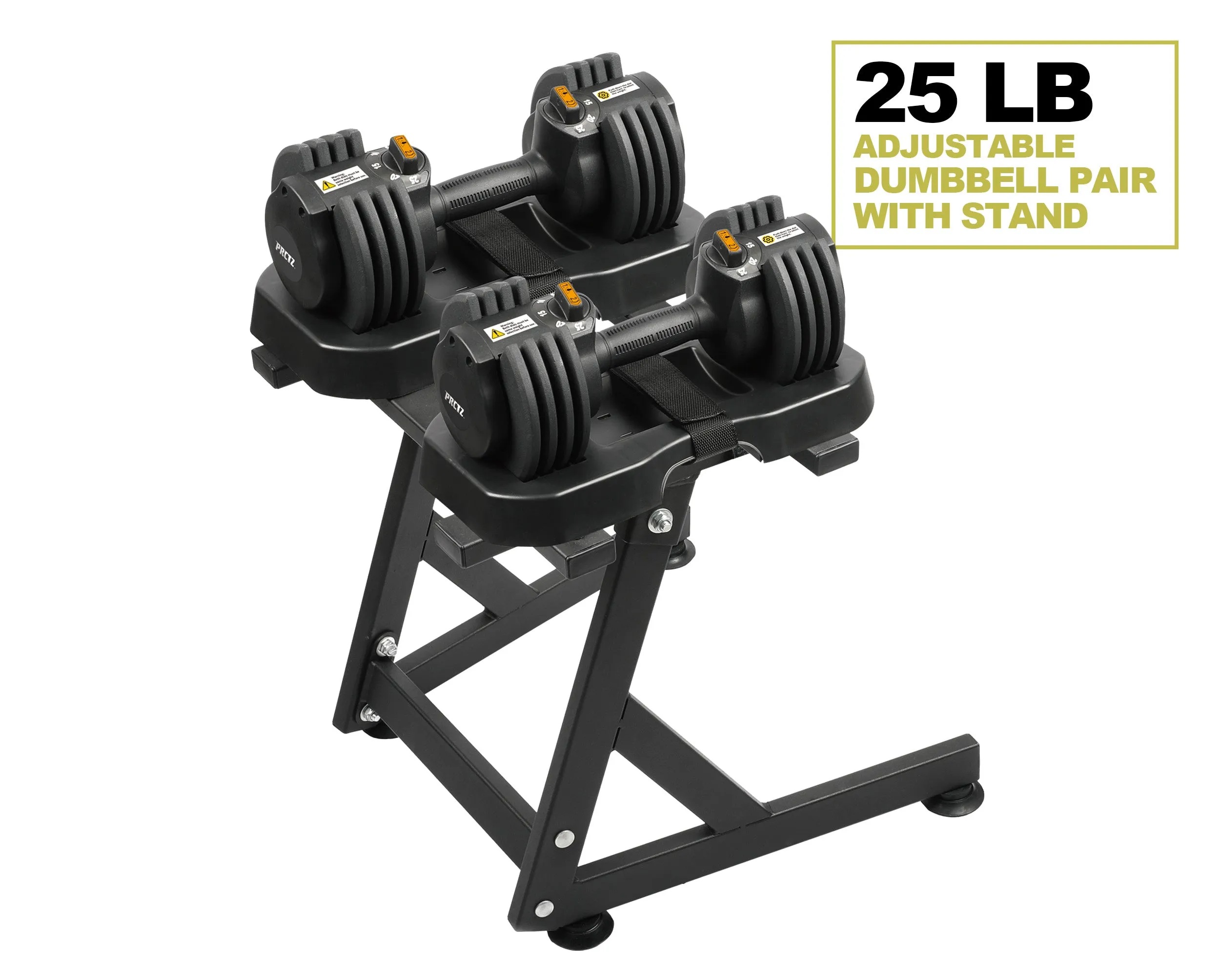 PRCTZ, 5-25lb Quick Select Adjustable Dumbbell Set with Stand