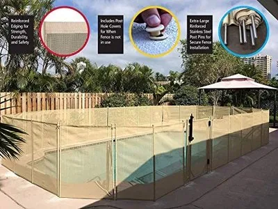 Removable 4 Foot Mesh Pool Safety Fence for Kids and Dogs Protection