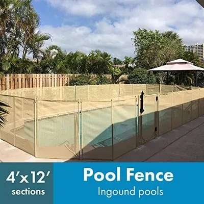 Removable 4 Foot Mesh Pool Safety Fence for Kids and Dogs Protection