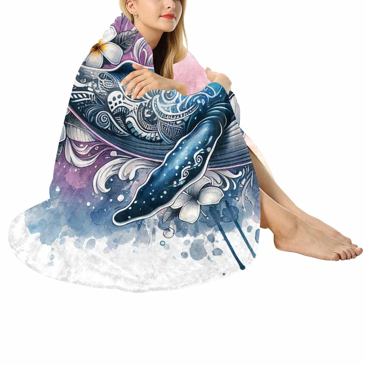 Sea_Animals_Whale_Awd351113  Circular Micro Fleece Blanket 60"