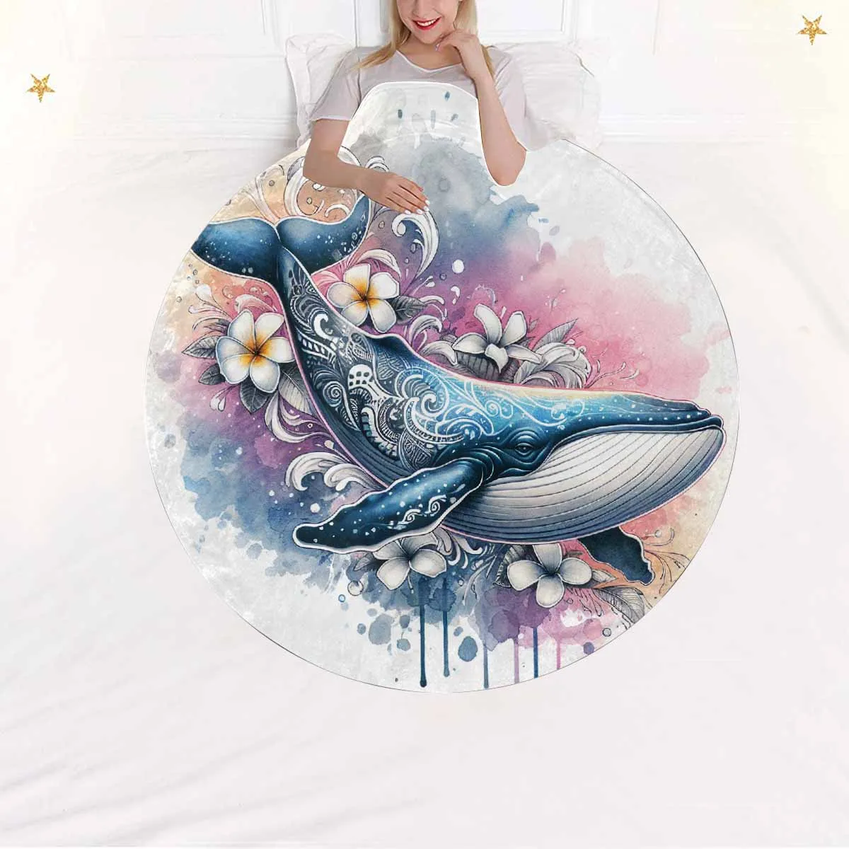 Sea_Animals_Whale_Awd351113  Circular Micro Fleece Blanket 60"