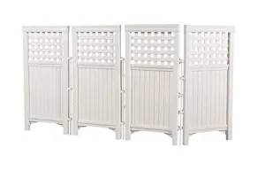 Suncast 4 Enclosure Freestanding Steel Resin Reversible Panel Outdoor Screen TRE, 4 panles (pack of 1), White