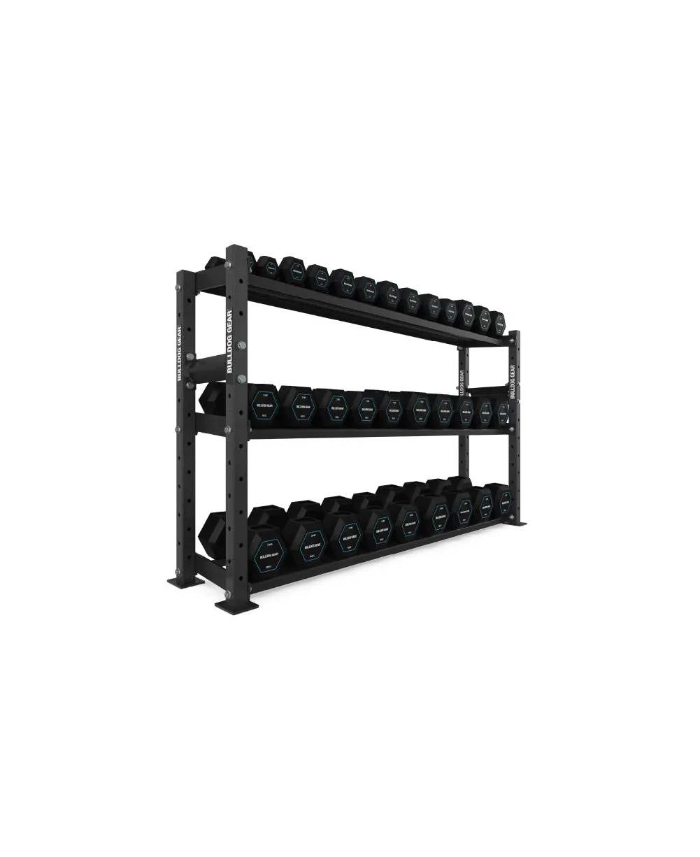 The Bulldog Gear - Hex Dumbbells 2.0 680kg Set (2.5kg to 40kg)   Storage System - 193cm