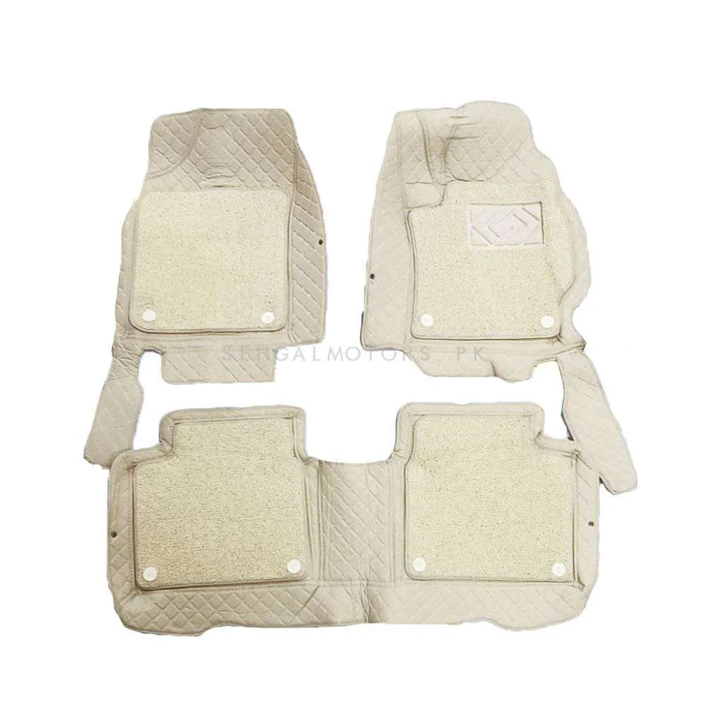 Toyota Corolla 9D Floor Mats Mix Thread Beige With Beige Grass 3 Pcs- Model 2014-2022