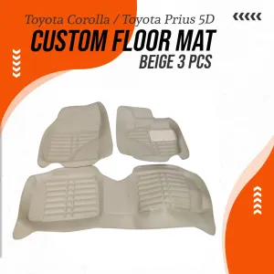 Toyota Corolla / Toyota Prius 5D Custom Floor Mat Beige 3 Pcs - Model 2014-2021