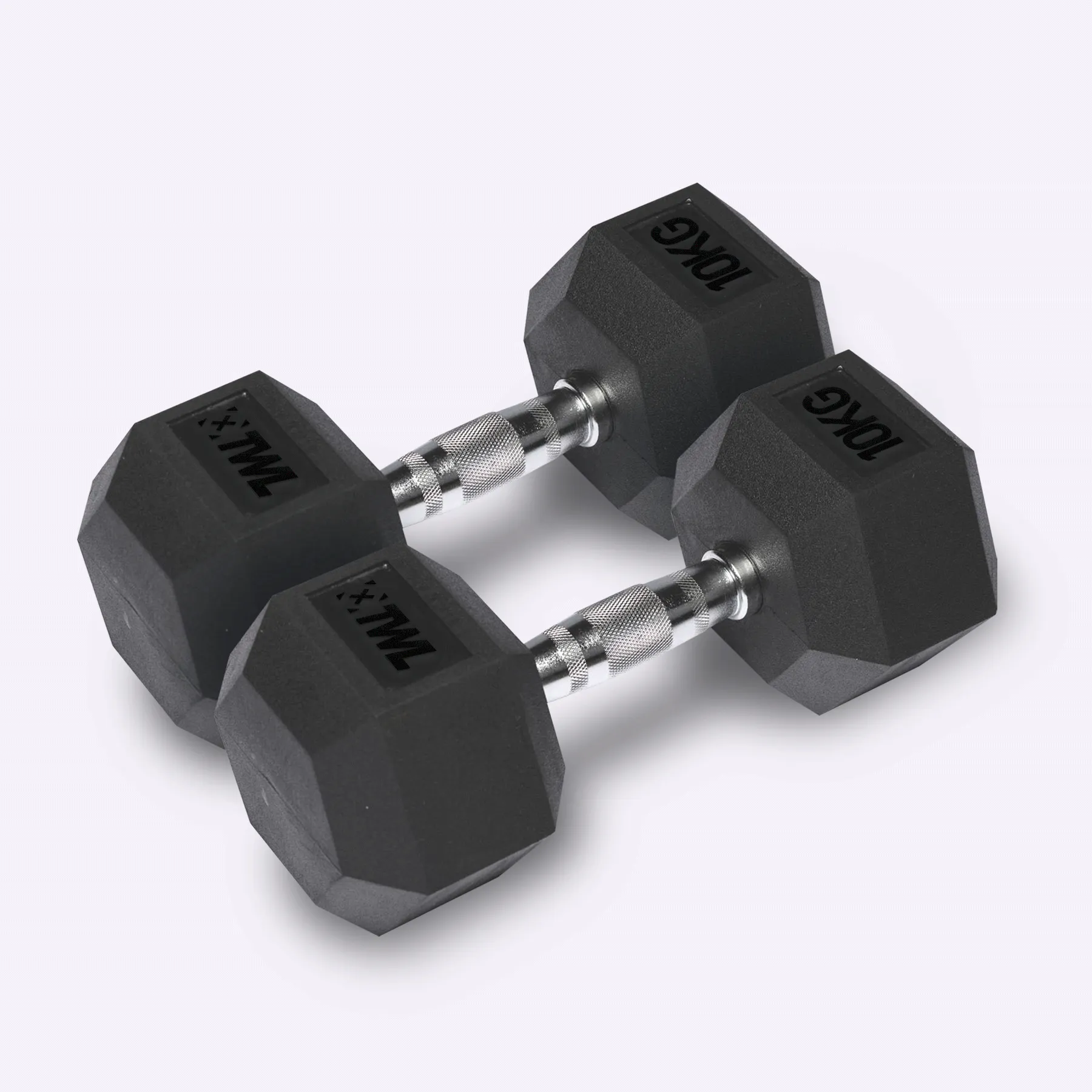 TWL - RUBBER HEX DUMBBELL - PAIR - BLACK [PRE-ORDER]